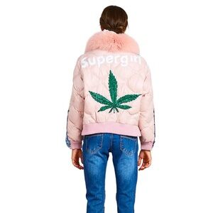 House of Mua Mua Super Girl Smoke Denim Duvet Fur Jacket